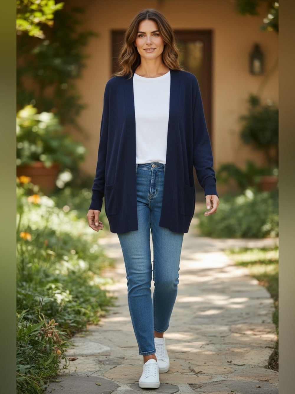 Terra & Sky Navy Open-Front Pocket Cardigan